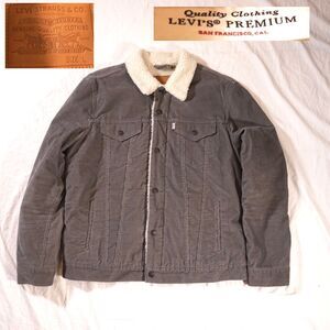 Levis Premium Corduroy Sherpa Jacket Grey Button Up Large